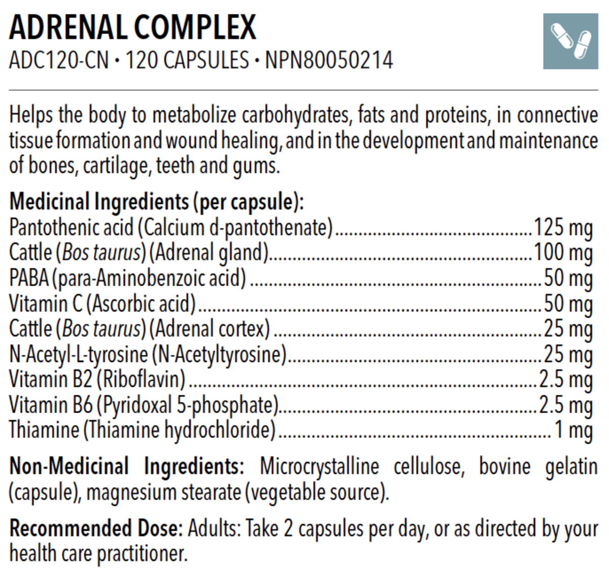 Buy Adrenal Complex from Designs For Health from VitePro.ca